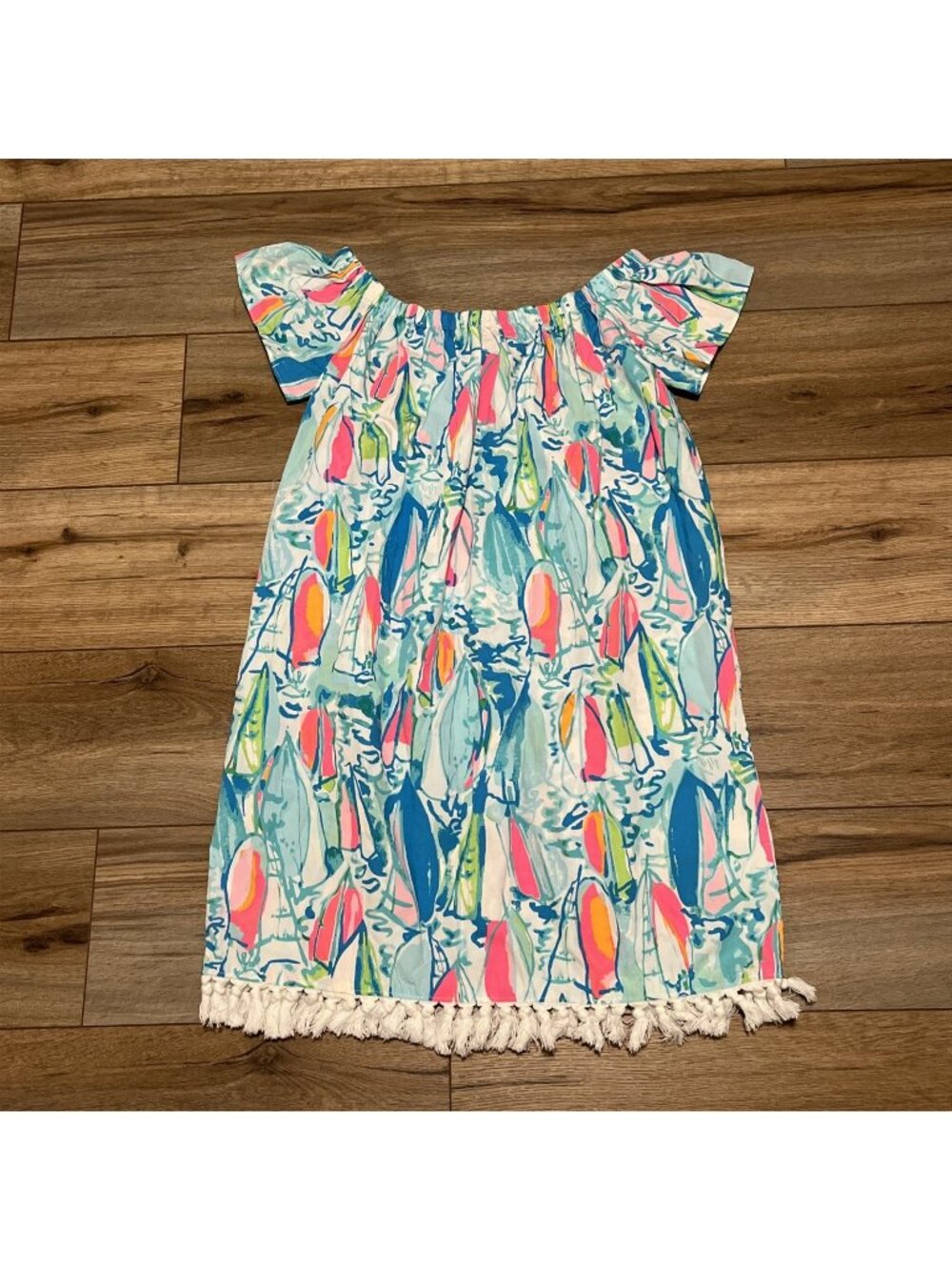 Lilly Pulitzer Marble Dress SMALL Beach Bae Sunglow Color Changing Off Shoulder